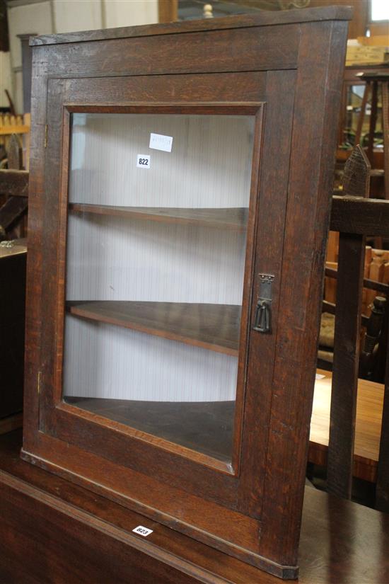 Oak glazed corner cabinet